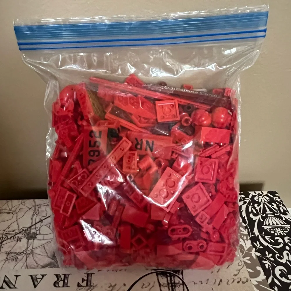 LEGO Small Red Accessories , Spare Parts And Small Brick Pieces. 12oz